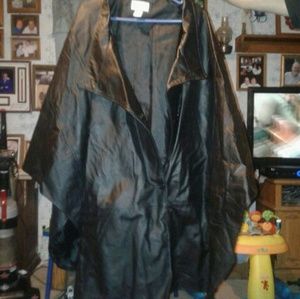 Black leather cape jacket